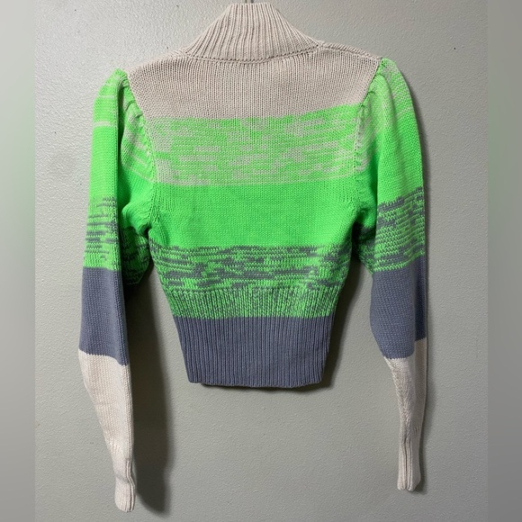Baum Und Pferdgarten Sweater Womens XS Mock Neck Wool Blend Knit Neon Green NWT - Picture 5 of 6